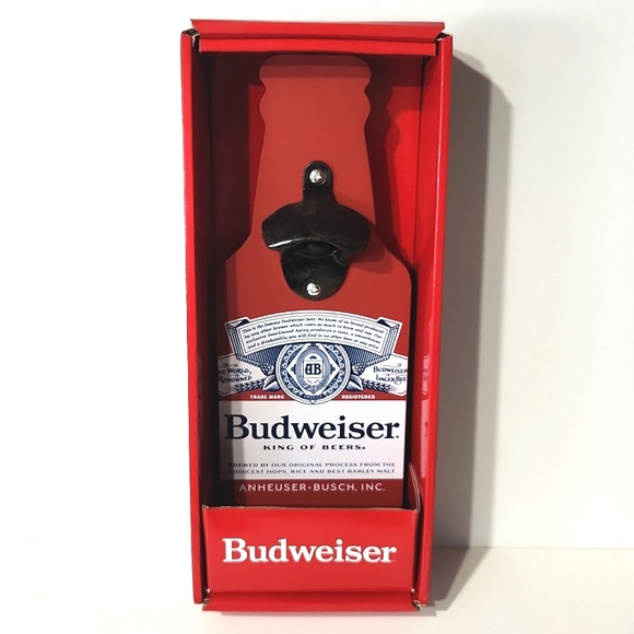 NEW Budweiser Beer Wooden Wall Mount Bottle Opener Catcher - Picture 5 of 8